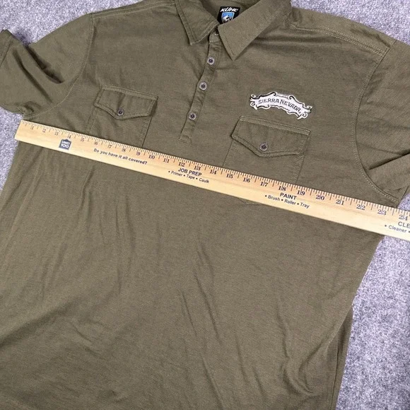 Kuhl Polo Shirt Mens XL Green Striped Razr Performance Sierra Nevada Patch - Picture 6 of 7